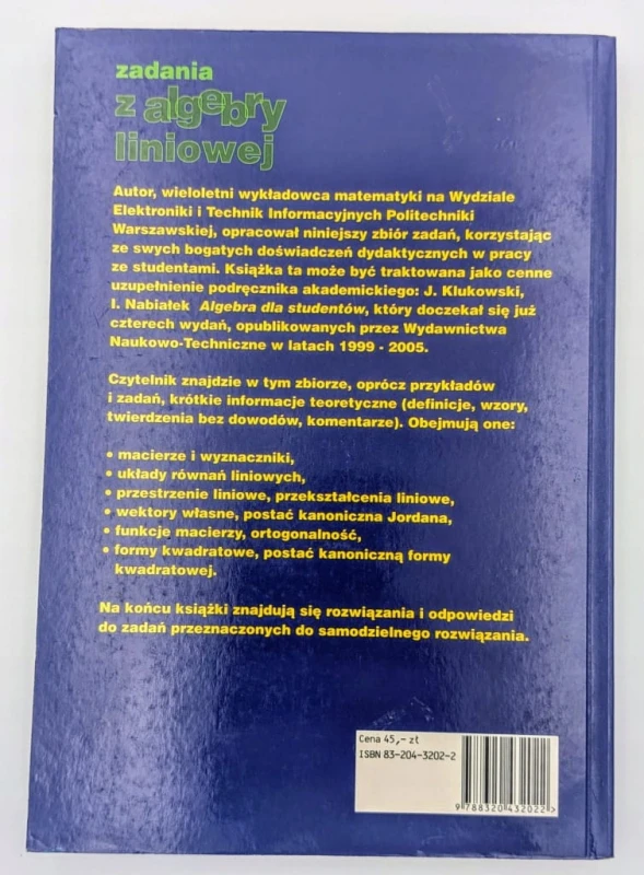 Zadania z algebry liniowej Ireneusz Nabiałek