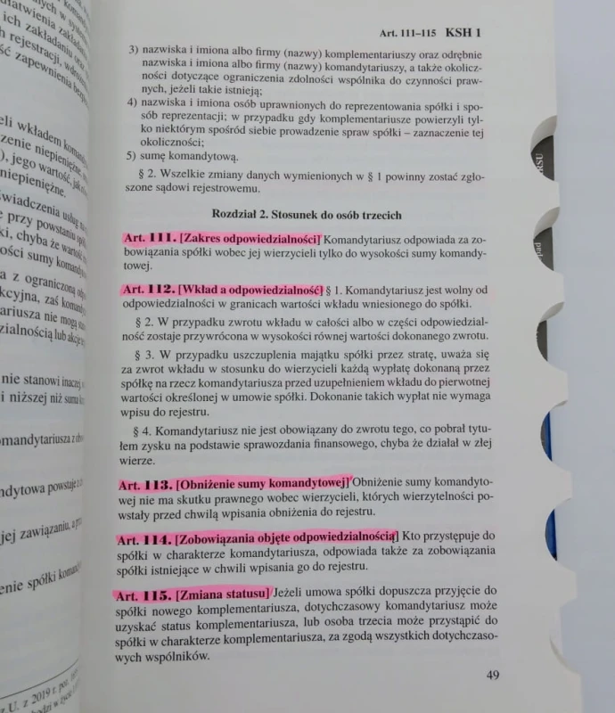 Kodeks spółek handlowych. Krajowy Rejestr Sądowy. Prawo upadłościowe. 12