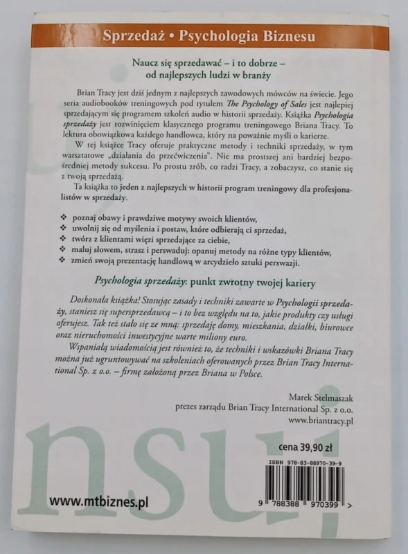 PSYCHOLOGIA SPRZEDAŻY SUKCES W BIZNESIE Brian Tracy